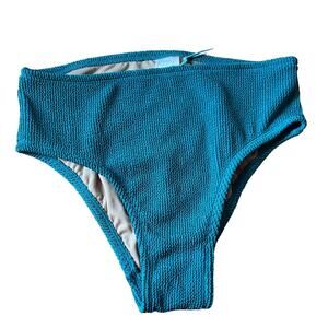 Kona Sol Women's Teal Green Pucker Textured Mid-Rise Bikini Bottom - Small - NWT